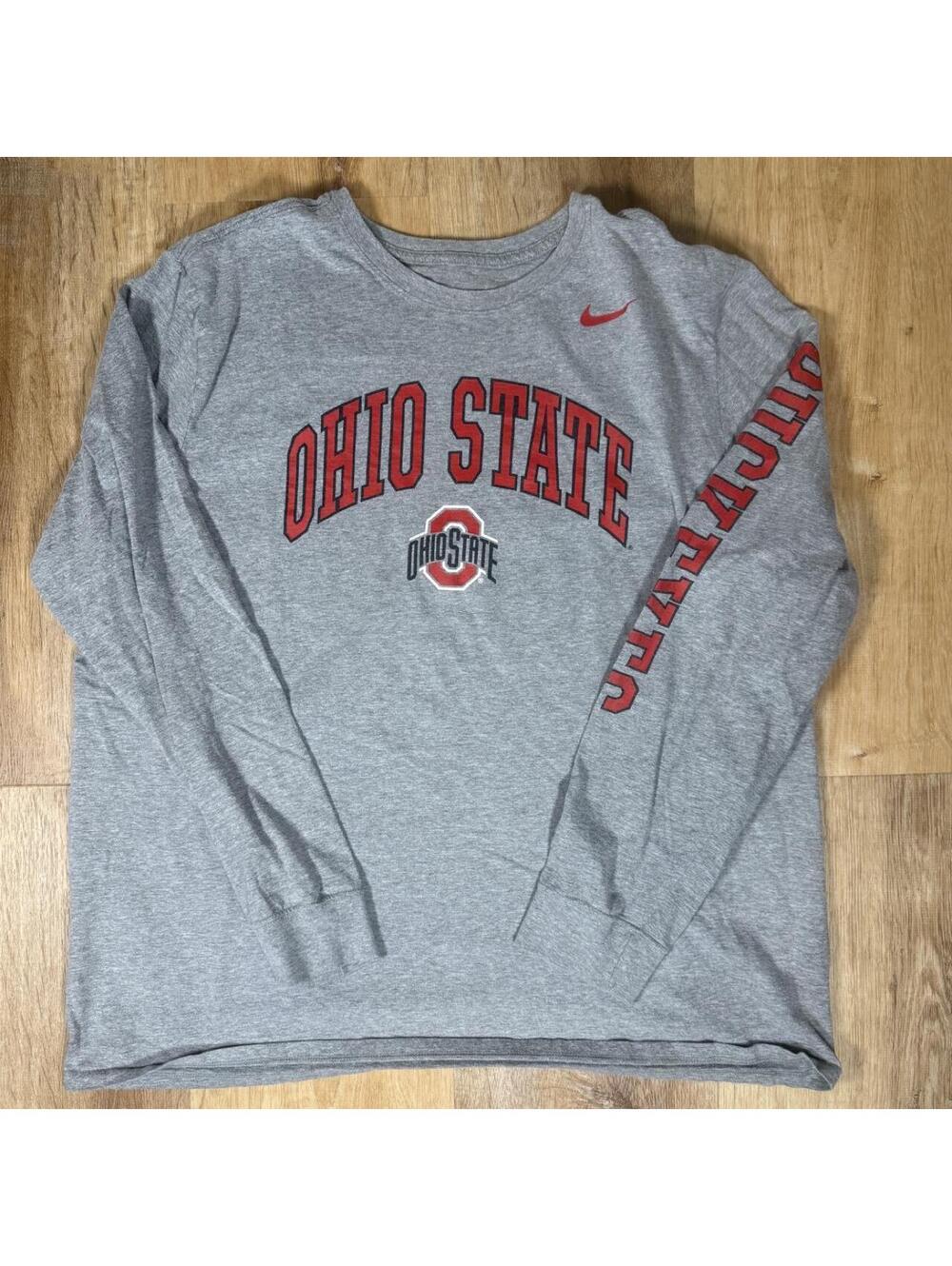 Nike Ohio State Buckeyes Grey Long Sleeve Shirt – Size XXL
